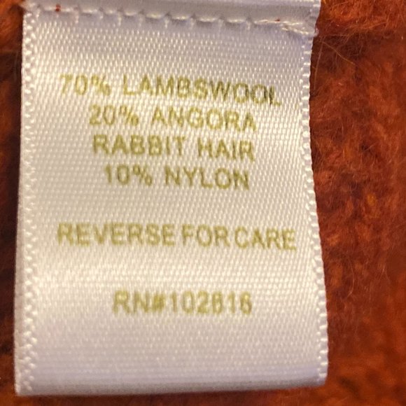 Garnet Hill Wool Angora Rib KnitSweater Burnt Orange Oversized Quiet Luxury-XS - Picture 14 of 15